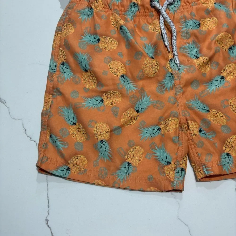 Island Haze Big Boys ORANGE PINEAPPLE SWIM TRUNKS Board Shorts Size 14